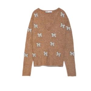 ZARA Pearl bow sweater